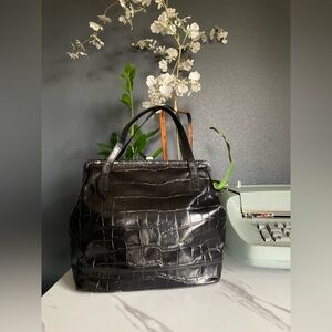 Elegant Black Croc-Embossed leather purse